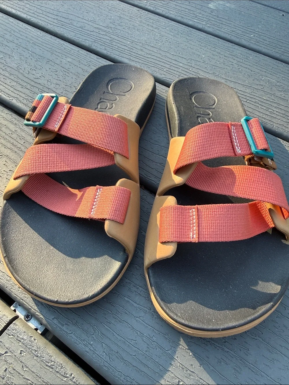 Chaco Chillos Slide Men Retro Camel Brown Size 9 Sandals